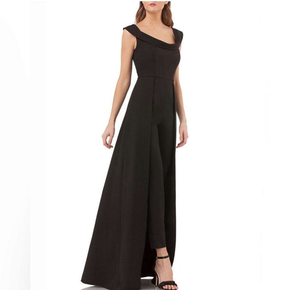 Kay Unger New York
Anais Stretch Crepe Jumpsuit with Skirt Overlay Black Size 12
